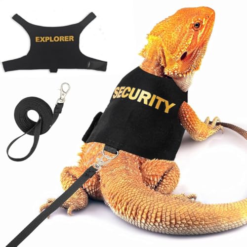Conjunto de arnês e coleira de dragão barbudo – Bonito lagarto réptil pequeno animal ajustável com c