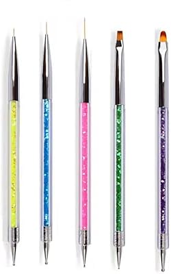 HIGHROCK Nail Art Liner Brushes Pens Dual-Ended Nail Art Point Drill Drawing Brush Pen Manicure Tool Nail Art Design Dotting Pen Tools (5PC)