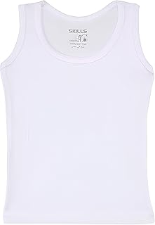 سكيلز فانلة داخلية سادة بدون اكمام ورقبة دائرية بطبقة اساسية للجنسين