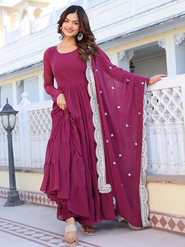Image of Wedani Georgette Sequins Work Anarkali Kurta Set for Women