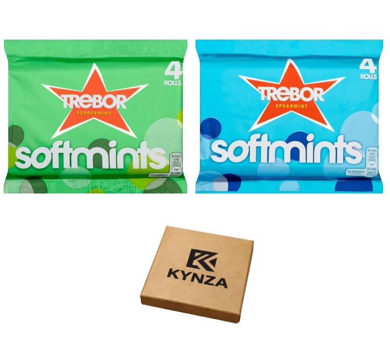 Softmints Multipack Bundle | 2 Flavours Peppermint & Spearmint | 4 Rolls Each Pack | Breath Freshener Mints | Travel Pocket Size | KYNZA Gift Box