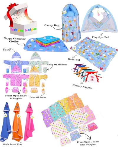 Image of Toddylon Flat Bed 56 in 1 Baby Products All New Born Combo (Multicolour, 0-6 Months)