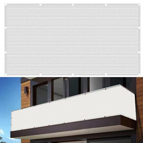Pantalla Protección de Privacidad 450 x 35 cm Protección UV,Resistente Al Viento, Pantalla para Balcón Protección de Privacidad, para Balcón Exterior de Jardín, Blanco