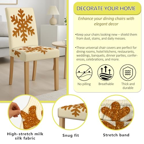 Housse de chaise salle à manger protège siège extensible flocon 4 pièces - 7