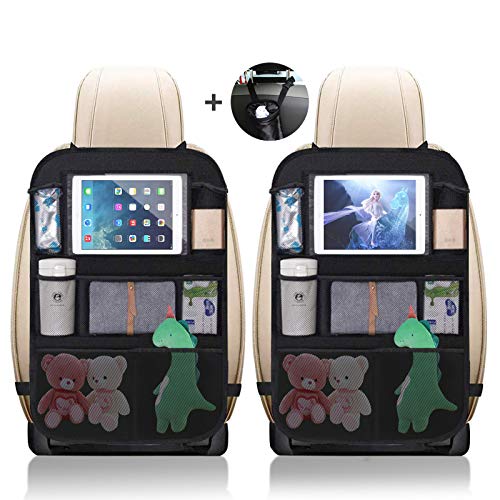 UIHOL Organizadores para Coche, 2 PCS, Protector de Asiento, Impermeable Organizadores para Coche Kick Mat, Universal Multi-Bolsillo Protector Trasero del Asiento de Coche para 10.1'' iPad Tablet