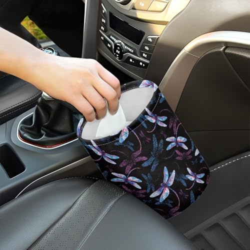 Image of Cute Dragonfly Car Trash Bag Car Trash Can with Adjustable Buttons Collapsible Multipurpose Car Storage Bag Road Trip Essentials