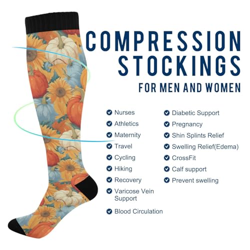 Image of Wusikd Cats Compression Socks for Women and Men Circulation Cute Long Socks for Athletic Running 1