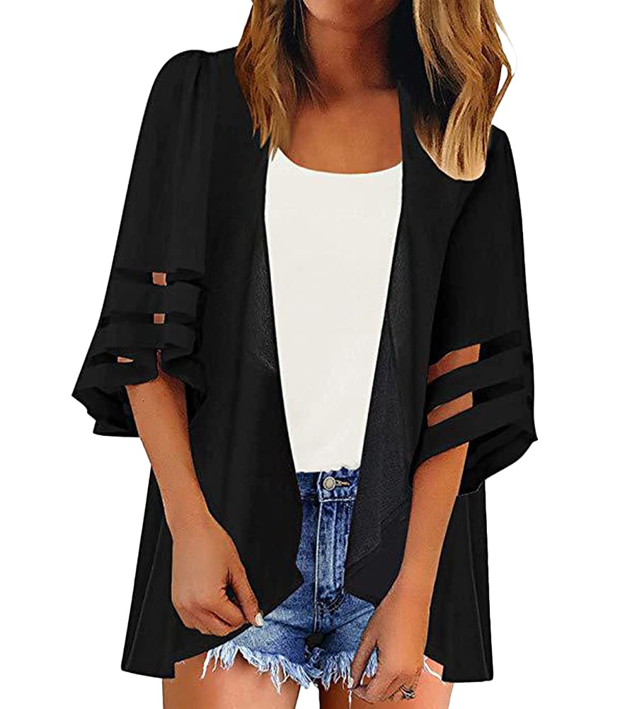Tomwell Cárdigan Kimono Mujer Estampado Floral Blusa Suelta Boho Blusa Playa Casual Bikini Chal Protección Solar Blusas
