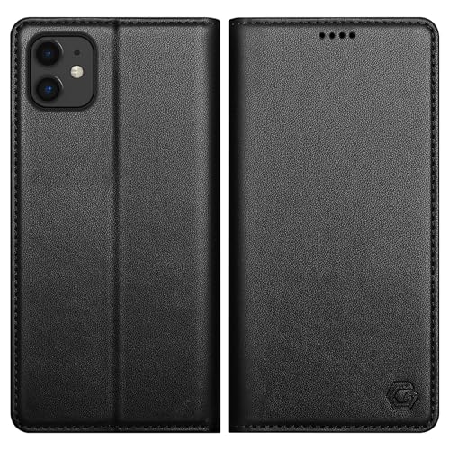 Kirnntca Handyhülle für iPhone 11 Hülle Kartenfach Premium PU Leder Klapphülle Schutzhülle Standfunktion Tasche Flip Case für iPhone 11 - Schwarz
