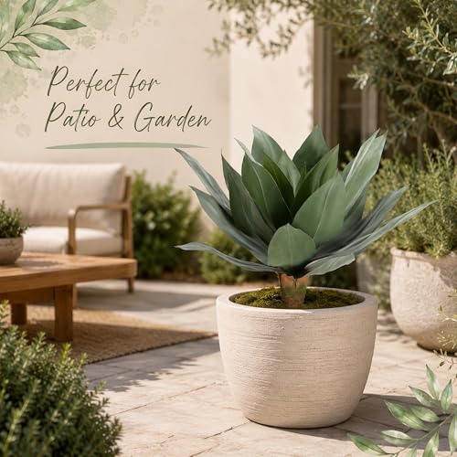 2 PCS Artificial Agave Plant UV Resistant Lifelike Indoor Outdoor Decor (Green, 28 in) by Saki Decor - Image 3