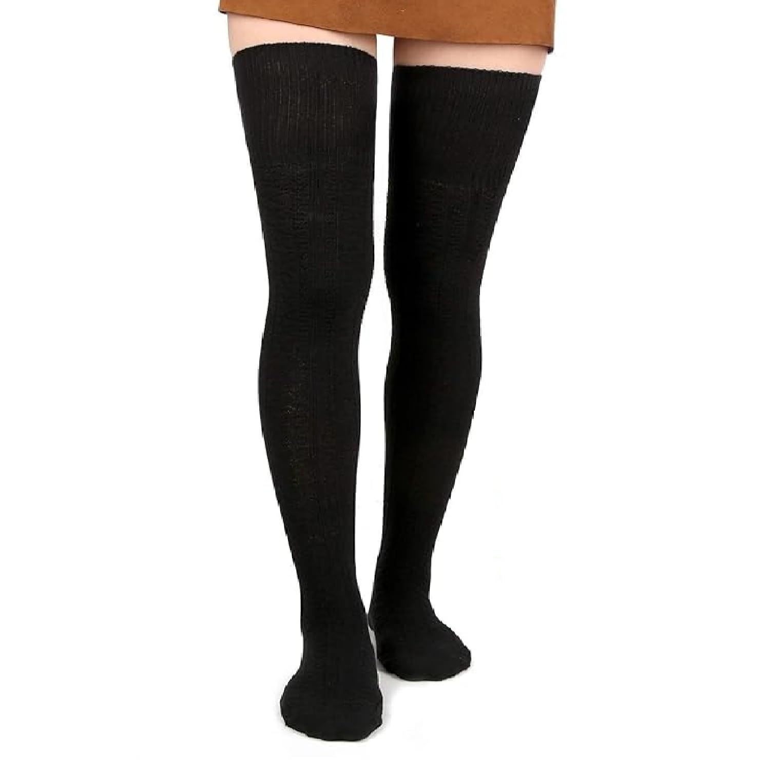 Wool Warm Thigh High Socks Extra Long Cotton Knitted Warm Thick Thermal Woolen for Women Winter Wear Knee Length Leg Warmers Tall Long Boot Cuffs Cap Stocking Girls Stripe Warmer-image-8