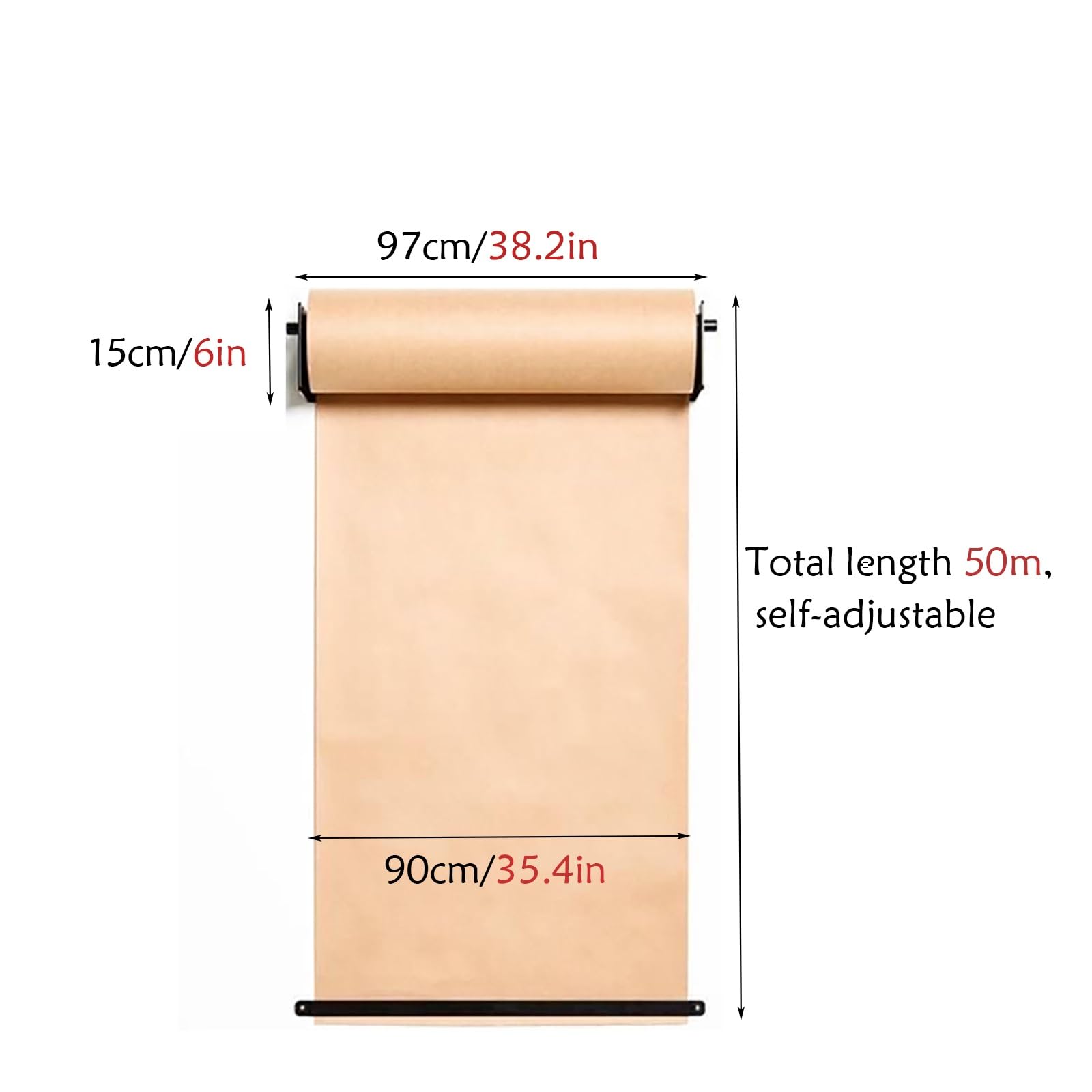 Distributeur Mural de Papier Kraft avec Coupe-Rouleau, Durable et Pratique pour la Cuisine, Le Bricolage, Le Bureau et Les commerces, 67 cm ou 97 cm.,97cm/38.2in