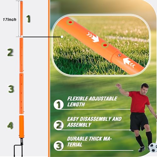 Hikeen Adjustable Length Soccer Agility Training Poles and Football Obstacle Course for Teenager Soccer Training Outdoor Sports Speed Training Equipment 4pcs-Long Poles by Hikeen - Used condition - Image 2