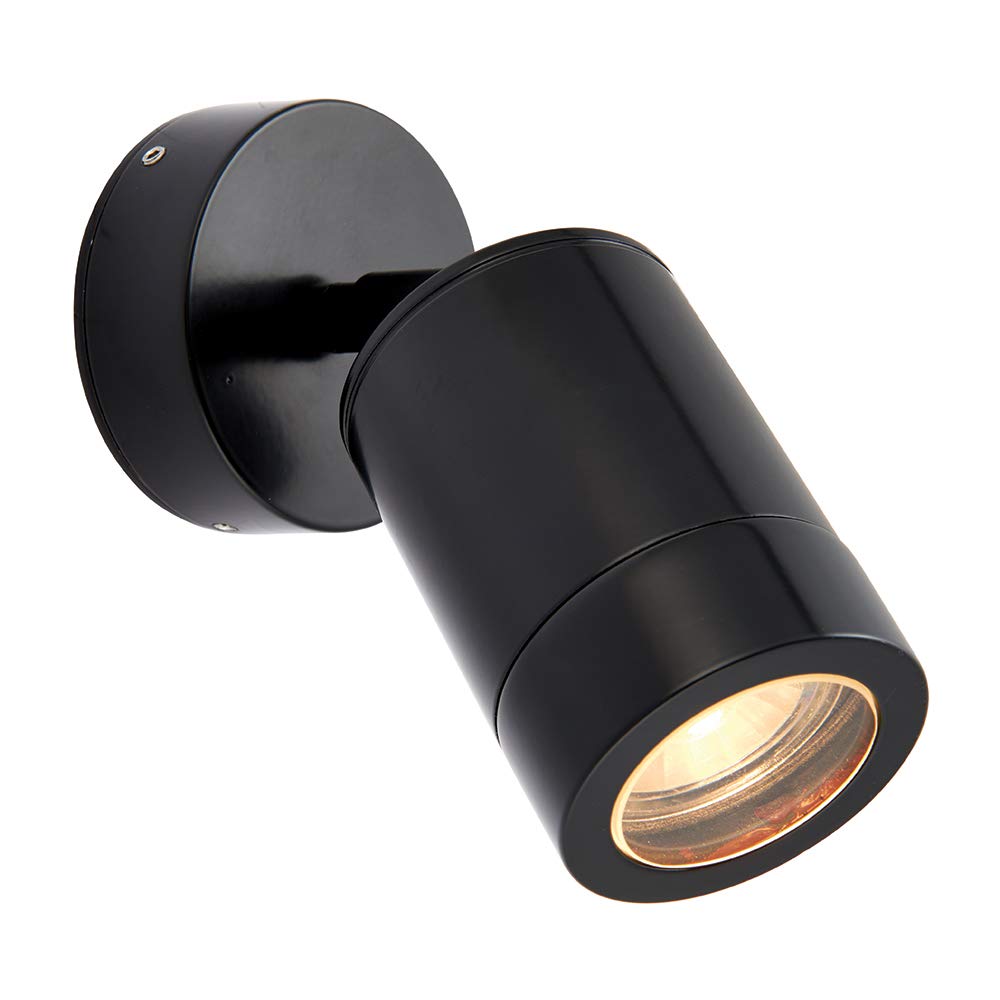 Odyssey Satin Black Exterior Interior Adjustable Outdoor Garden Single GU10 Wall Light Spotlight Downlight IP65