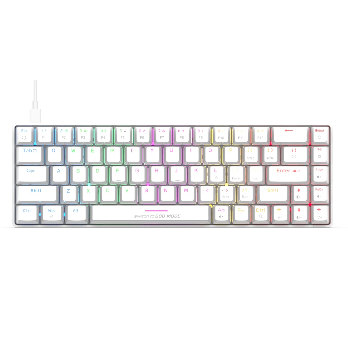 Cosmic Byte CB-GK-36 Artemis 68Key Per Key RGB Wired Mechanical Keyboard with Outemu Swappable Blue Switches and Software (White)