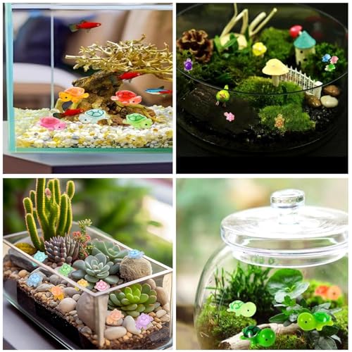 100 mini tortugas de resina luminosas pequeñas tortugas marinas que brillan en la oscuridad, animales marinos para fiesta de cumpleaños, hogar, jardín, bricolaje, decoración de casa de muñecas - imagen 3