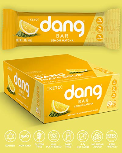 Dang Keto Bar | Lemon Matcha | 12 Pack | Keto Certified, Vegan, Low Carb, Low Sugar, Plant Based, Non Gmo, Gluten Free Snacks | 5G Net Carbs, 9G Protein, No Added Sugars #TOP7
