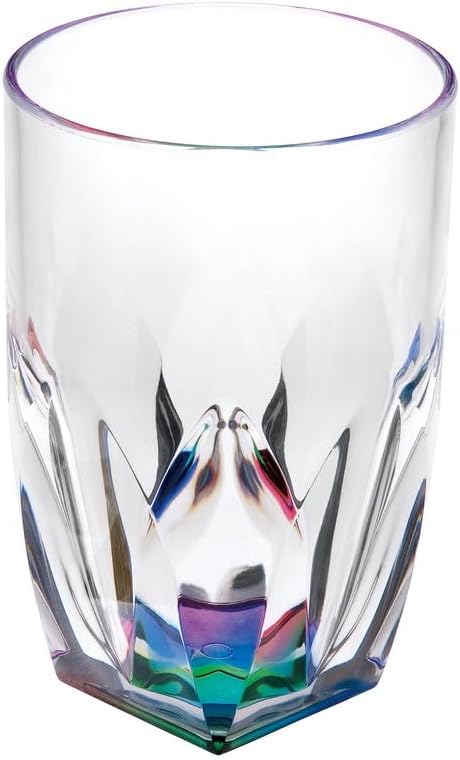 LeadingWare Rainbow Diamond Acrylic Glasses Drinking Set of 4 Hi Ball (17oz), Plastic Drinking Glasses, BPA Free Cocktail Glasses, Drinkware Set, Drinking Water Glasses