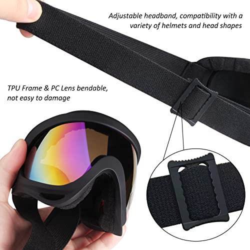 Image of Motorcycle Goggles 2 Pack with Neck Breathable Bandana Mask | ATV Dirt Bike Riding Racing, Wide Vision Windproof, UV400 Anti-Fog Scratch, for Adult Youth Kids