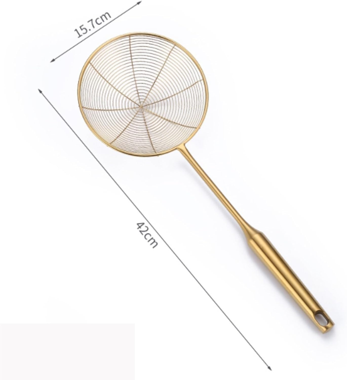Kitchen Skimmer Cooking Skimmer Kitchen Stainless Steel Strainer Hot Pot Pasta Strainer Tool Funnel for Kitchen Cooking, Gold, A, 16Cm