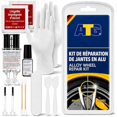 ATG Kit R&eacute;paration Jantes Aluminium Argent &ndash; Rayures et Coups de Trottoir