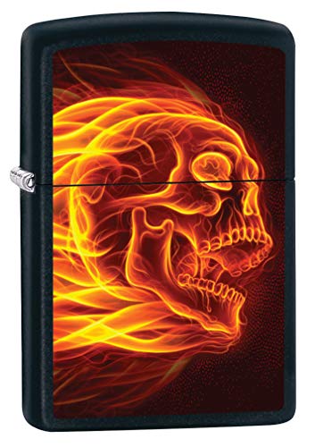 Zippo Lighter: Flaming Skull - Black Matte 79995