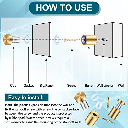 Image of 8 Sets Standoff Screws for Acrylic, Stainless Steel, 0.47 x 1.18 Inch
