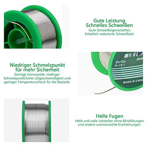 luckaide Lötzinn, 0,8 mm Lötzinn mit Flussmittel, Lötzinn Bleifrei mit Kolophonium kern Sn99 Ag0,3 Cu0, Lötdraht 20g für die Reparatur und den Heimwerker von Elektronischen Elektrischen Lötkomponenten