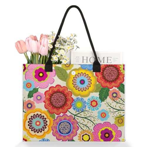 Floral Flower Plant Tote Bag for Women Large Beach Bag Reusable Tote Bags for Work Travel Beach Shopping3