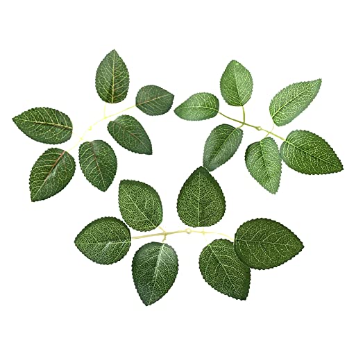 ccHuDE 100 Pcs Fake Rose Leaves Artificial Green Leaves Rose Flower Leaves False Greenery Leaf Wreath Garlands Making Leaves for Home Wedding