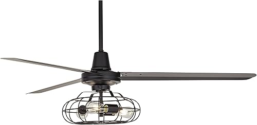 Miniatura 7 de Casa Vieja Turbina - Ventilador de techo industrial moderno de 3 aspas para interiores y exteriores de 60 pulgadas con control remoto LED de 3