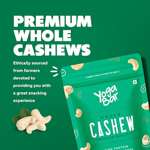 Image of YogaBar Premium Cashews 40 grams | Whole 320 Kaaju|King Size Crunchy Kaju | Premium Nuts & Dry Fruits | Rich in Fibre, Vitamin E, K, B6 | Boost Immunity| Healthy Snacks