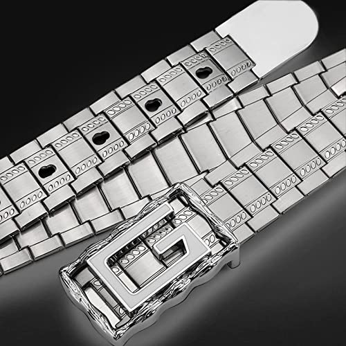 Metal Belt Men,Stainless Steel Belt Fashion Outdoor Jeans Mountaineering Punk Goth G Letter Belt Buckle2