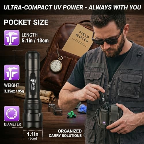 ULTRAFIRE Black Light UV Flashlight, Super Power UV 395-405 nm LED WF-502B Blacklight Flashlights for Leak Detector, Pet Urine Stain, Bed Bug (Not Included Batteries)