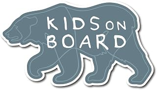 クマ Kids on board マグネット ブルー 横15cm グロス(艶あり)