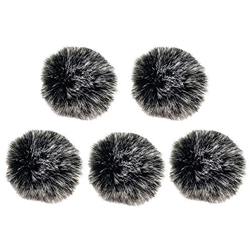 Lavalier Wind Muff 5 Pack Lapel Microphone Wind Muff 0.2/0.4 Inch Furry Lav Windscreen Windproof Wind Screen (0.4inch, Black/White)