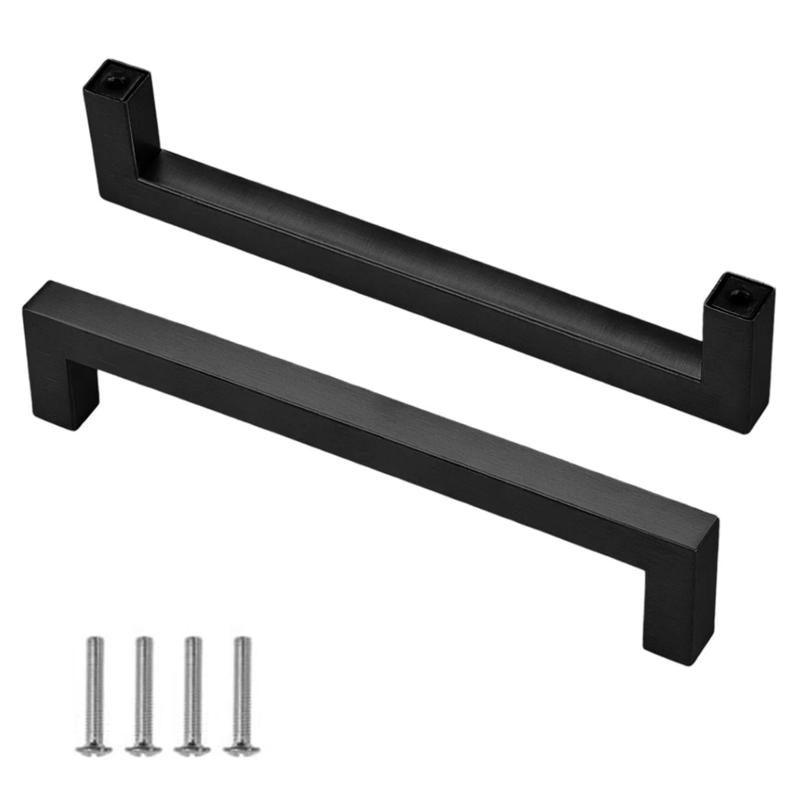 MNFPSJB 2 Pack Black Stainless Steel Cupboard Handles - 160mm Kitchen Cabinet Door Handles Furniture Drawer T Bar Pulls
