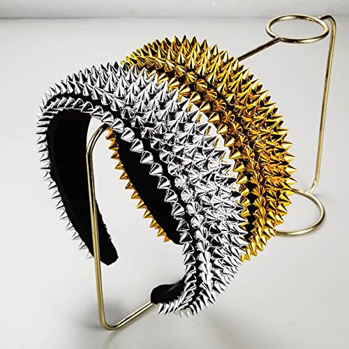 Muqingwan For Women And Men Fashion Handmade Metal Nails Punk Rock Headwear, Catwalk Classic Willow Nail Sponge Headband (Silver) #TOP3