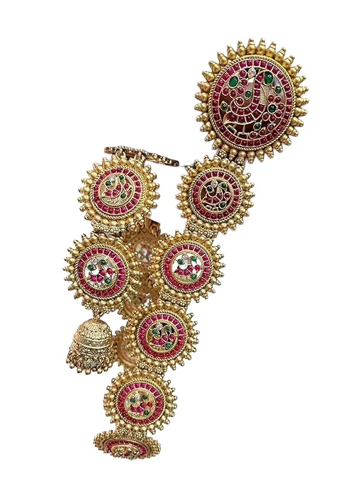 KGR Splash Ruby & Emerald Stones Lakshmi, Peacock & Annam Design Long 24inches Jada Billai For HAir-image-14