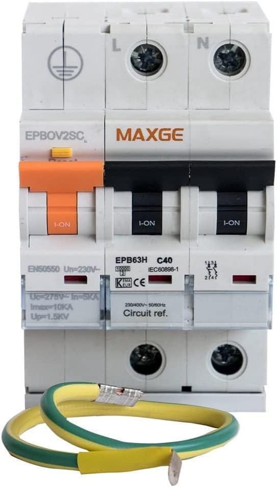 CABLEPELADO Permanent + transient IGA surge protection combined surge protection, EN50550 standard, 230V/AC, Type 2, Class C 15kA lmax, cut-off power: 1000A, 40 Amps