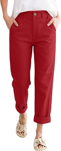 Pantalones De Lino para Mujer Cropped Pants for Women Linen 