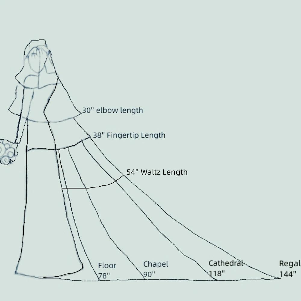 Perle Bianco Avorio Velo da Sposa Lungo con Pettine 1 Strato Velo da Sposa cattedrale con Perle Perline di Cristallo 75-300 cm