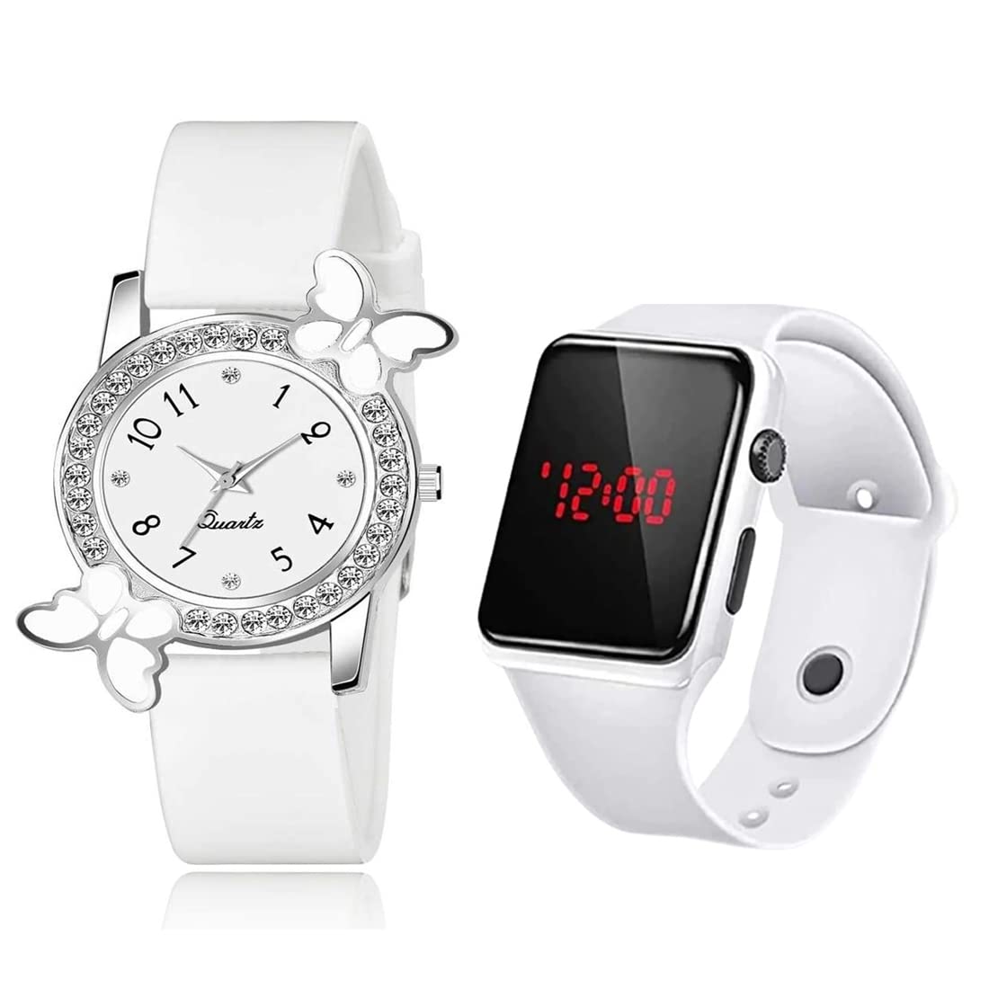 GOLDENIZE FASHION New Girl Butterfly Analog-Digital Date and Time White LED Watch for Stylish Unisex Birthday Gift Digital Watch for Girls and Womens(Set of 2) (White) (B0BB1NM47D) Amazon Price History, Amazon Price Tracker