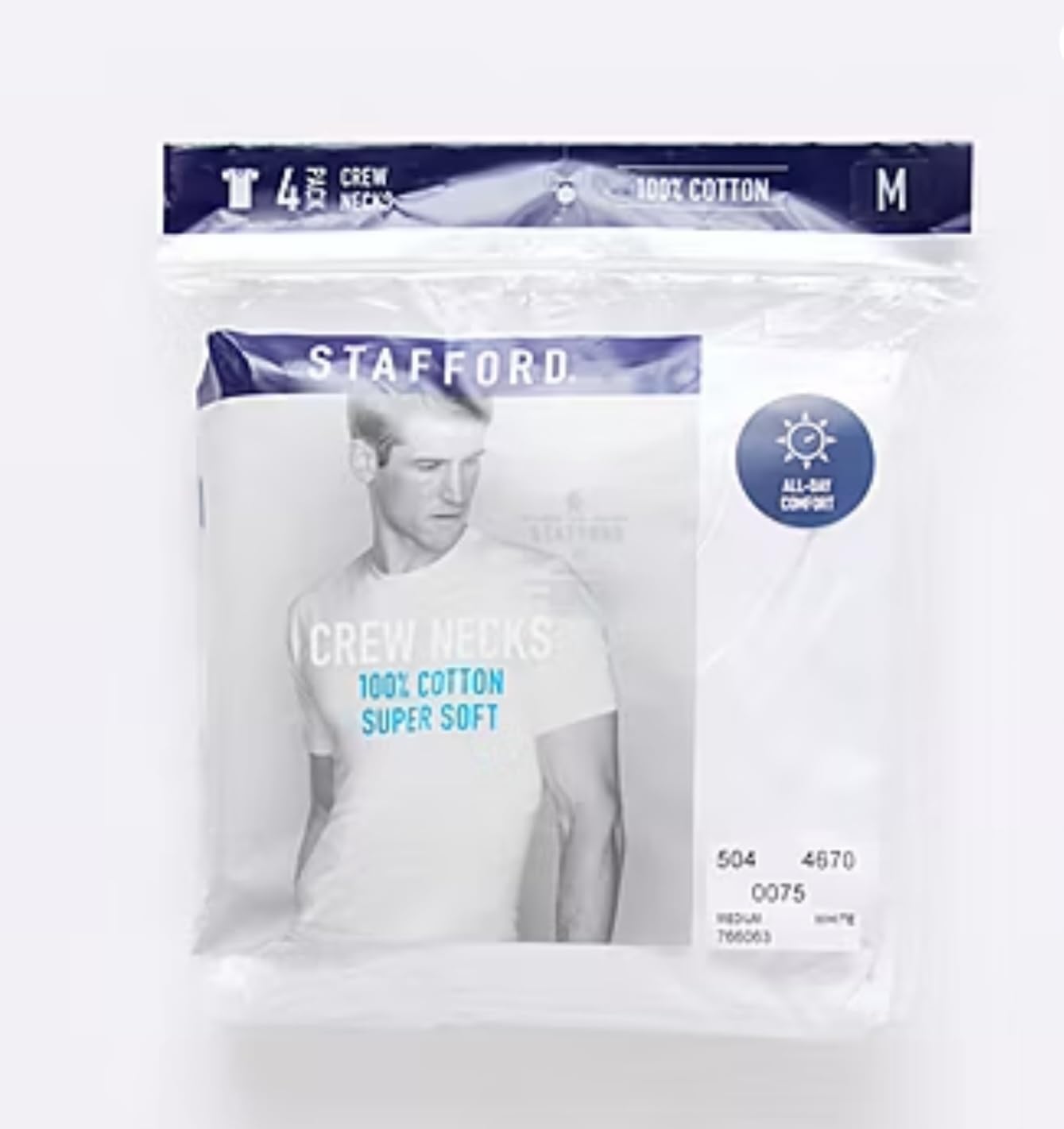 Stafford 4-Pack Men's Ultra Soft 100% Cotton Crew-Neck T-Shirt White - Image 4