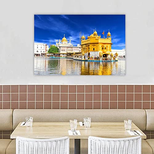 Ciel bleu temple d'or image sur toile NOLEGA pour illuminer un salon nu - 3