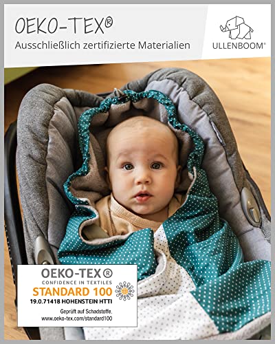 ULLENBOOM ® Einschlagdecke Babyschale, Ideal für Winter geeignet, Aus 100% OEKO-TEX Materialien, Regenbogen (Made in EU) - Babydecke für Kindersitz oder Kinderwagen, kuschelige Decke für Babys