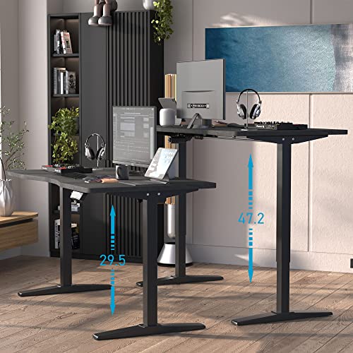 Monomi Height Adjustable Electric Standing Desk, 55 X 28 Inches Stand Up Desk, Sit Stand Home Office Computer Desk(Black Frame+Dark Grey Top) #TOP2