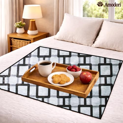 Image of Waterproof Bed Server Mat /Food Mat /Bedsheet Protector | Reversible | 2-Layer Heavy Material | Multi-Purpose Place Mat (Colour & Print May Vary) (geometric-17)