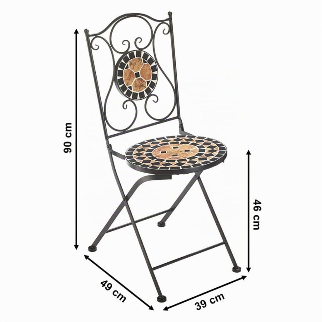 Kobolo Tischgruppe Gartenmöbel Mosaik 1 Tisch 2 Stühle schwarz