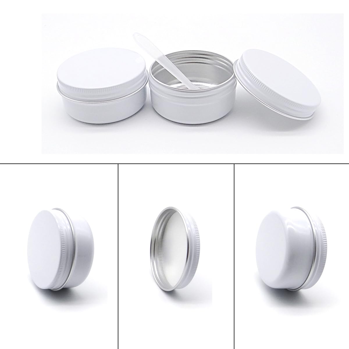 Wopanxye 10pack 50ml Aluminum Tin, 50 Gram White Container Leak Proof Cosmetic Jars - Image 3